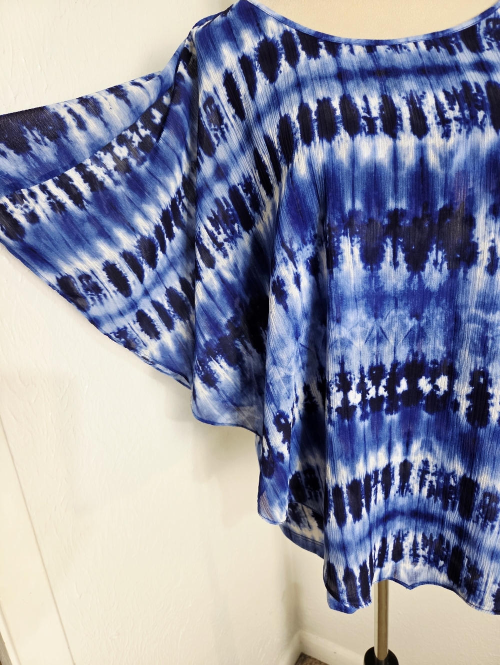 Alfred Dunner Blue Tie-Dye Flowy Top, Size Large - Picture 5 of 9